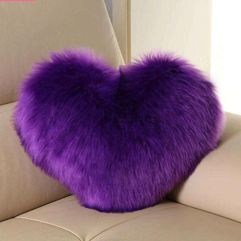 KIMLUD, Nordic Style Heart Shape Cover Shaggy Fluffy Soft Fur Plush Cushion Cover Living Room Bedroom Sofa Home Decor Pillow Covers, H, KIMLUD Womens Clothes