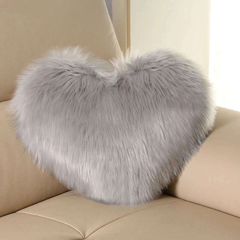 KIMLUD, Nordic Style Heart Shape Cover Shaggy Fluffy Soft Fur Plush Cushion Cover Living Room Bedroom Sofa Home Decor Pillow Covers, I, KIMLUD Womens Clothes