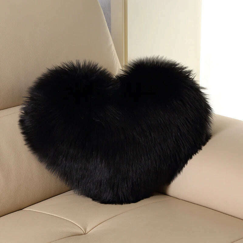 KIMLUD, Nordic Style Heart Shape Cover Shaggy Fluffy Soft Fur Plush Cushion Cover Living Room Bedroom Sofa Home Decor Pillow Covers, P, KIMLUD Womens Clothes