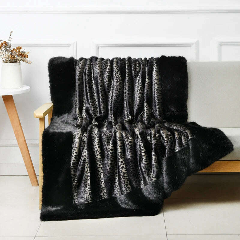 KIMLUD, Nordic Super Soft Shaggy Faux Fur Blanket Luxury home Decorative Winter Warm Plush Thick Blankets  For Bed Sofa Couch 150*200cm, FT035 / 127x150cm, KIMLUD Womens Clothes