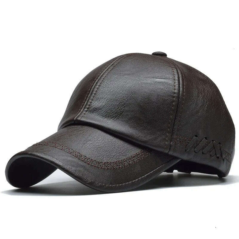 [NORTHWOOD] High Quality Leather Cap for Men Solid Winter Pu Leather Baseball Caps Brand Snapback Hat Bone Masculino Fitted hats - KIMLUD