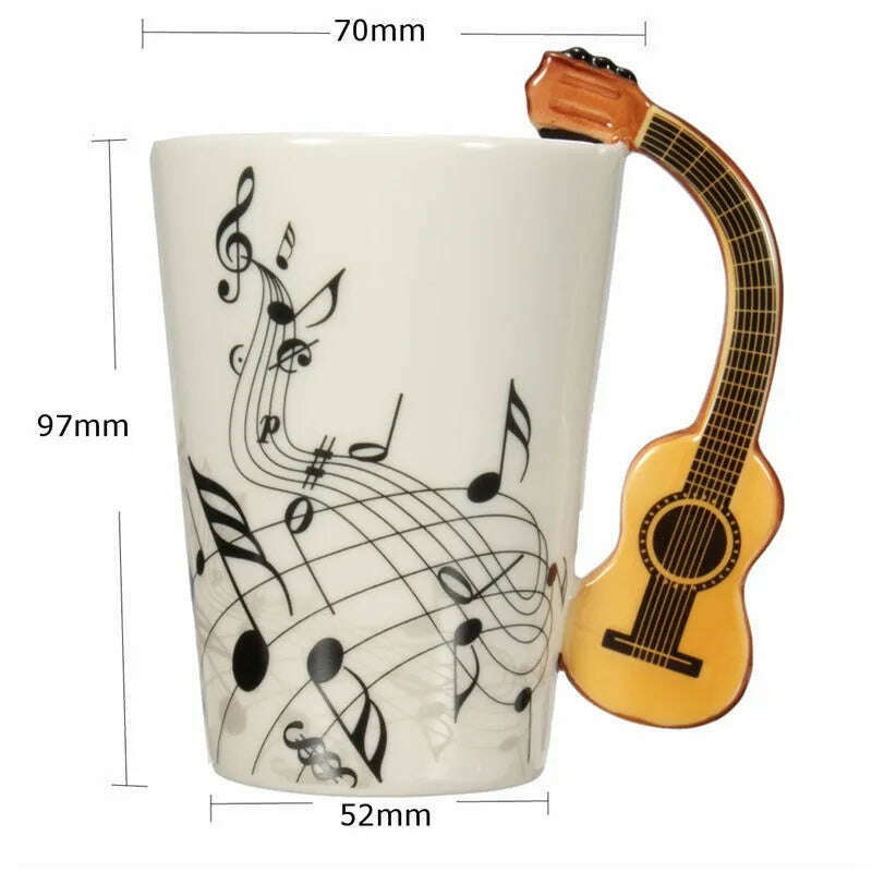Novelty Spanish Guitar Ceramic Music Mug Ceramic Tea Mug Coffee Mugs Musical Items Drinkware Guitar Mugs Great Gift, KIMLUD Women's Clothes