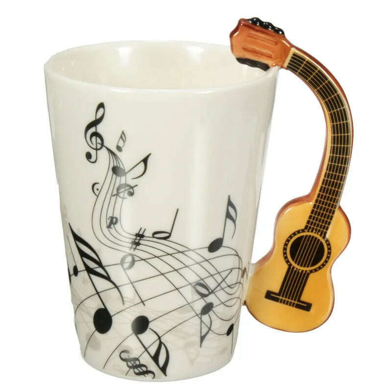 Novelty Spanish Guitar Ceramic Music Mug Ceramic Tea Mug Coffee Mugs Musical Items Drinkware Guitar Mugs Great Gift, KIMLUD Women's Clothes