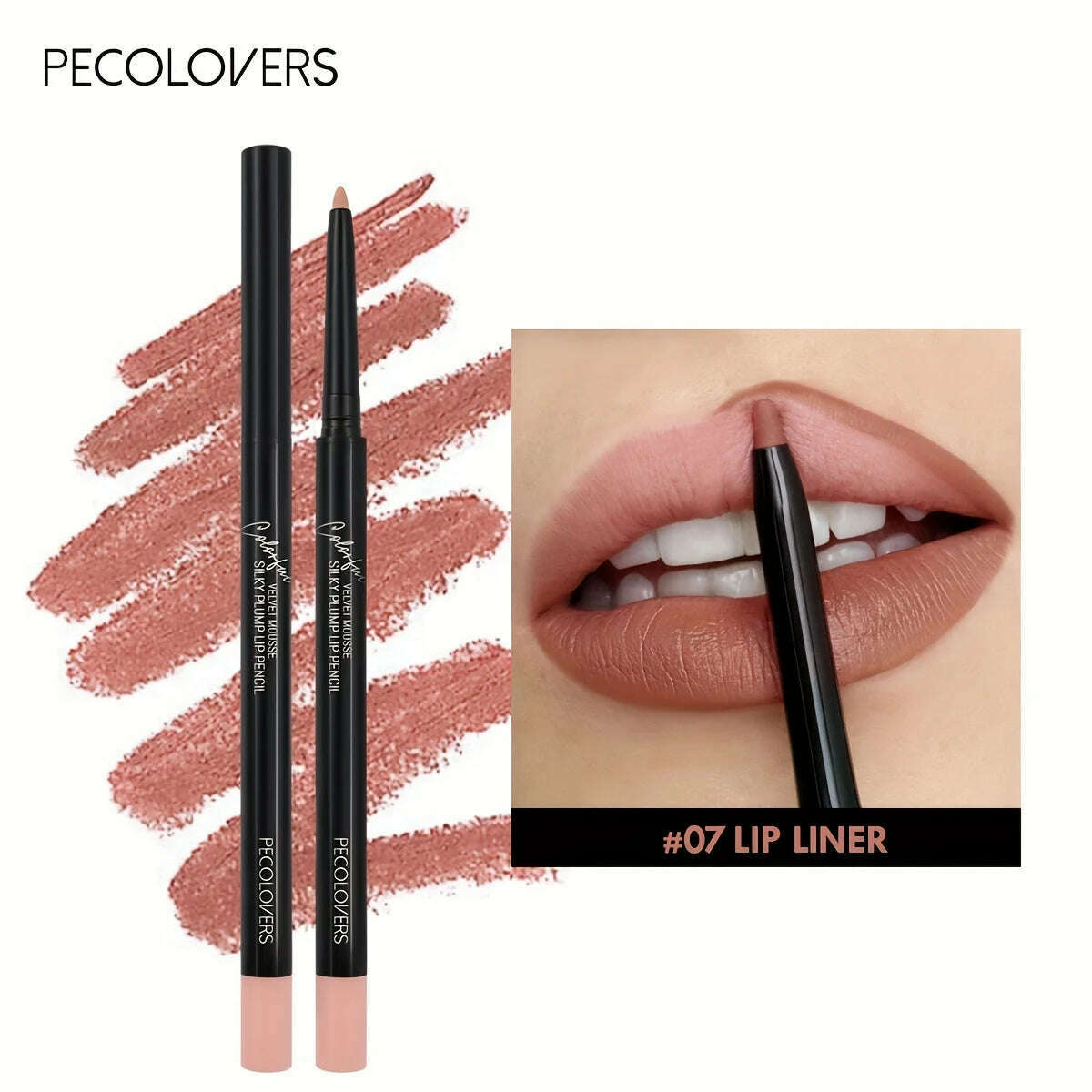 Nude Brown Lip Liner Pencil Lipstick Matte Smooth Waterproof Lipliner Long Lasting Non-stick Cup Lipstick Pen Beauty Makeup - KIMLUD