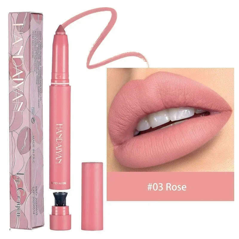 Nude Brown Lipliner Pen Waterproof Sexy Red Matte Contour Tint Lipstick Lasting Non-stick Cup Lipliner Pen Lips Makeup Cosmetic - KIMLUD