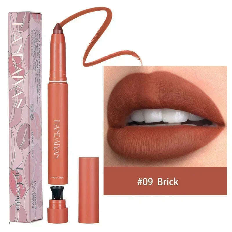 KIMLUD, Nude Brown Lipliner Pen Waterproof Sexy Red Matte Contour Tint Lipstick Lasting Non-stick Cup Lipliner Pen Lips Makeup Cosmetic, B09, KIMLUD Womens Clothes