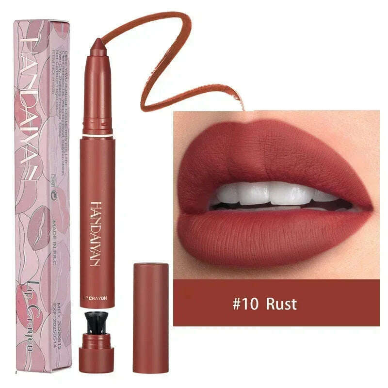 KIMLUD, Nude Brown Lipliner Pen Waterproof Sexy Red Matte Contour Tint Lipstick Lasting Non-stick Cup Lipliner Pen Lips Makeup Cosmetic, B10, KIMLUD Womens Clothes