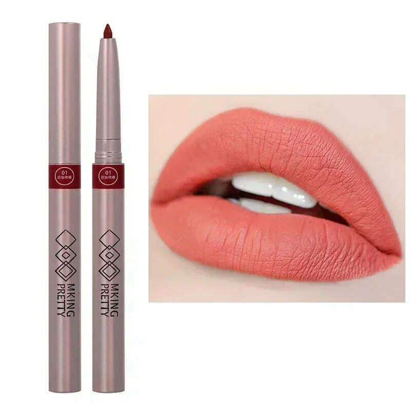 Nude Brown Lipliner Pen Waterproof Sexy Red Matte Contour Tint Lipstick Lasting Non-stick Cup Lipliner Pen Lips Makeup Cosmetic - KIMLUD