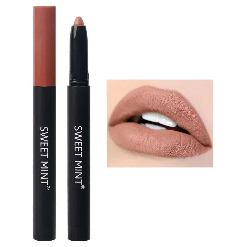 Nude Brown Lipliner Pen Waterproof Sexy Red Matte Contour Tint Lipstick Lasting Non-stick Cup Lipliner Pen Lips Makeup Cosmetic - KIMLUD