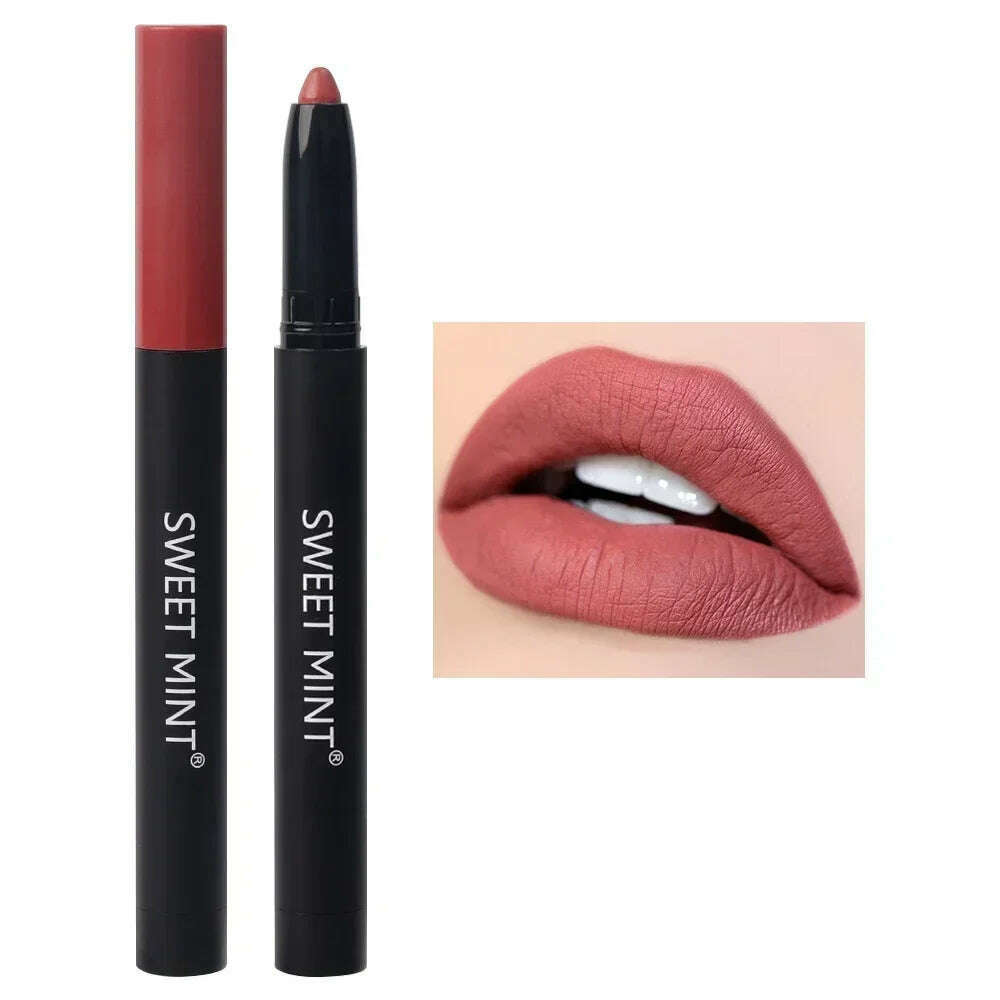 Nude Brown Lipliner Pen Waterproof Sexy Red Matte Contour Tint Lipstick Lasting Non-stick Cup Lipliner Pen Lips Makeup Cosmetic - KIMLUD