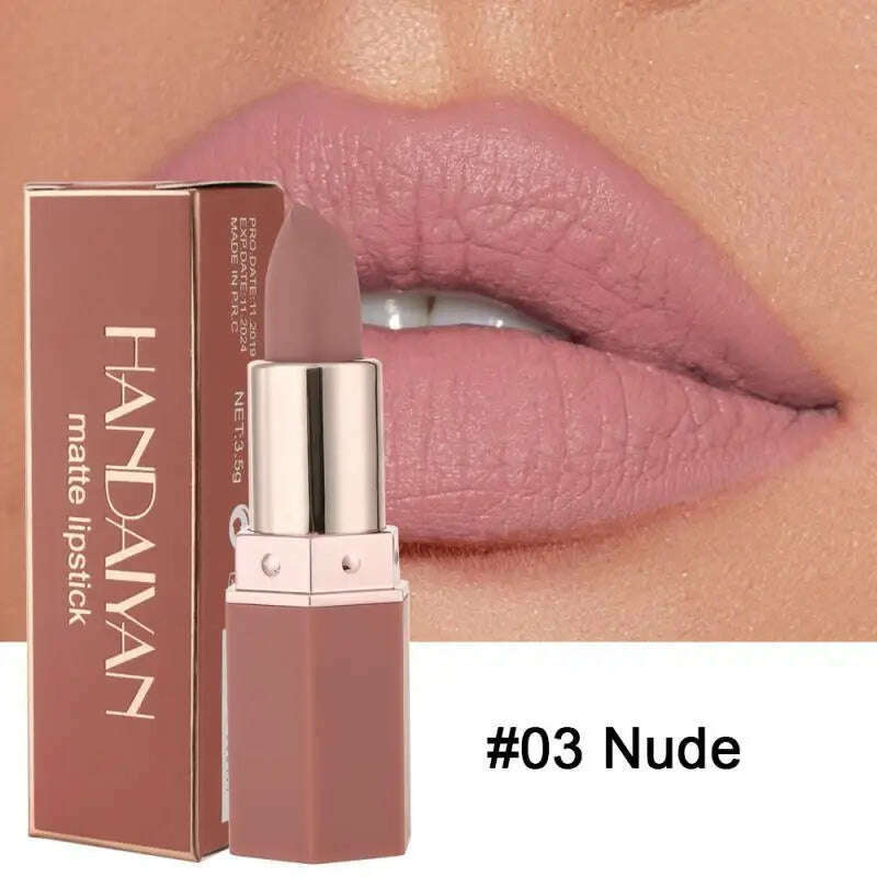 KIMLUD, Nude Matte Lipsticks 6 Colors Waterproof Long Lasting Lip Stick Not Fading Sexy Nude Red Pink Velvet Lipsticks Makeup Cosmetic, KIMLUD Womens Clothes