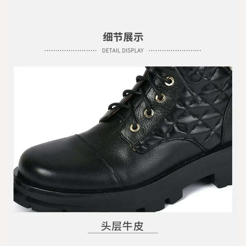 Ochanmeb 2022 Winter New Natural Genuine Cow Leather Boots for Women Luxury Brand Chain Pearl Quilted Boots Mixed Color Shoes 40 - KIMLUD
