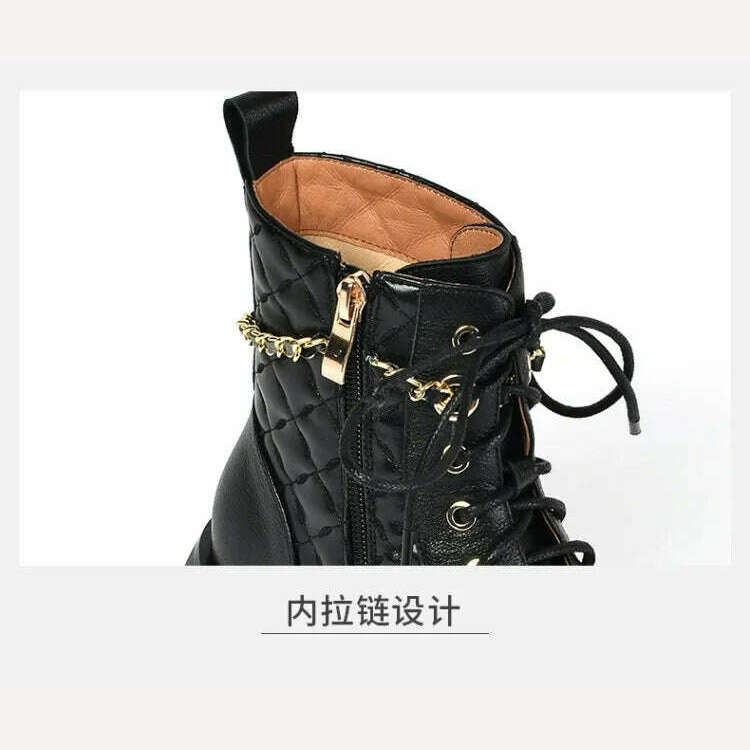 Ochanmeb 2022 Winter New Natural Genuine Cow Leather Boots for Women Luxury Brand Chain Pearl Quilted Boots Mixed Color Shoes 40 - KIMLUD