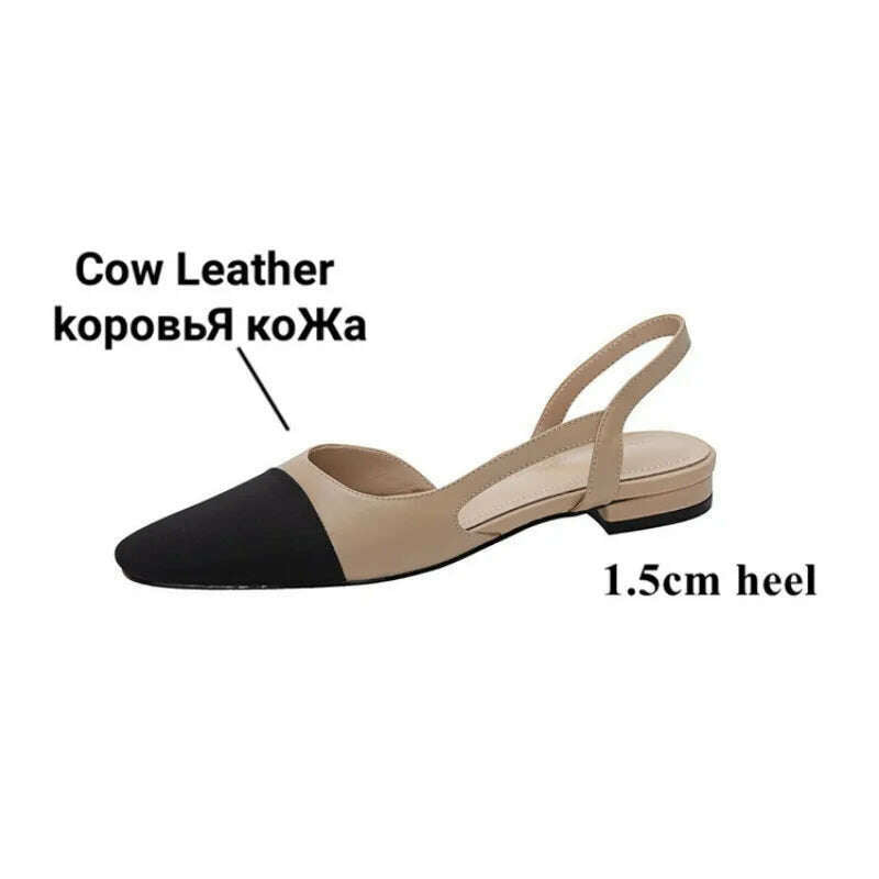 33-43 Women Real Leather Shoes Luxury Brand Designer Mix-color Slingback High Heeled Pumps Ladies Spring Summer Sandals - KIMLUD