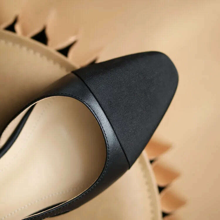 33-43 Women Real Leather Shoes Luxury Brand Designer Mix-color Slingback High Heeled Pumps Ladies Spring Summer Sandals - KIMLUD