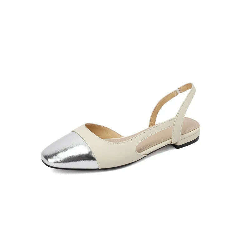 33-43 Women Real Leather Shoes Luxury Brand Designer Mix-color Slingback High Heeled Pumps Ladies Spring Summer Sandals - KIMLUD
