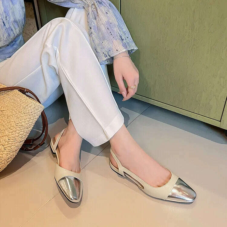 33-43 Women Real Leather Shoes Luxury Brand Designer Mix-color Slingback High Heeled Pumps Ladies Spring Summer Sandals - KIMLUD