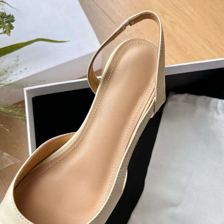 KIMLUD, 33-43 Women Real Leather Shoes Luxury Brand Designer Mix-color Slingback High Heeled Pumps Ladies Spring Summer Sandals, KIMLUD Womens Clothes