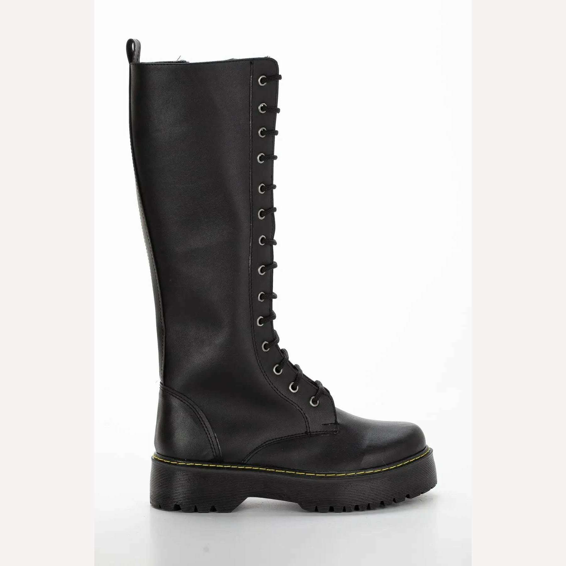 KIMLUD, (Odal Shoes) Leather Women's Long Lace-up Zipper Non-Slip Sole Boots 00121601, KIMLUD Womens Clothes