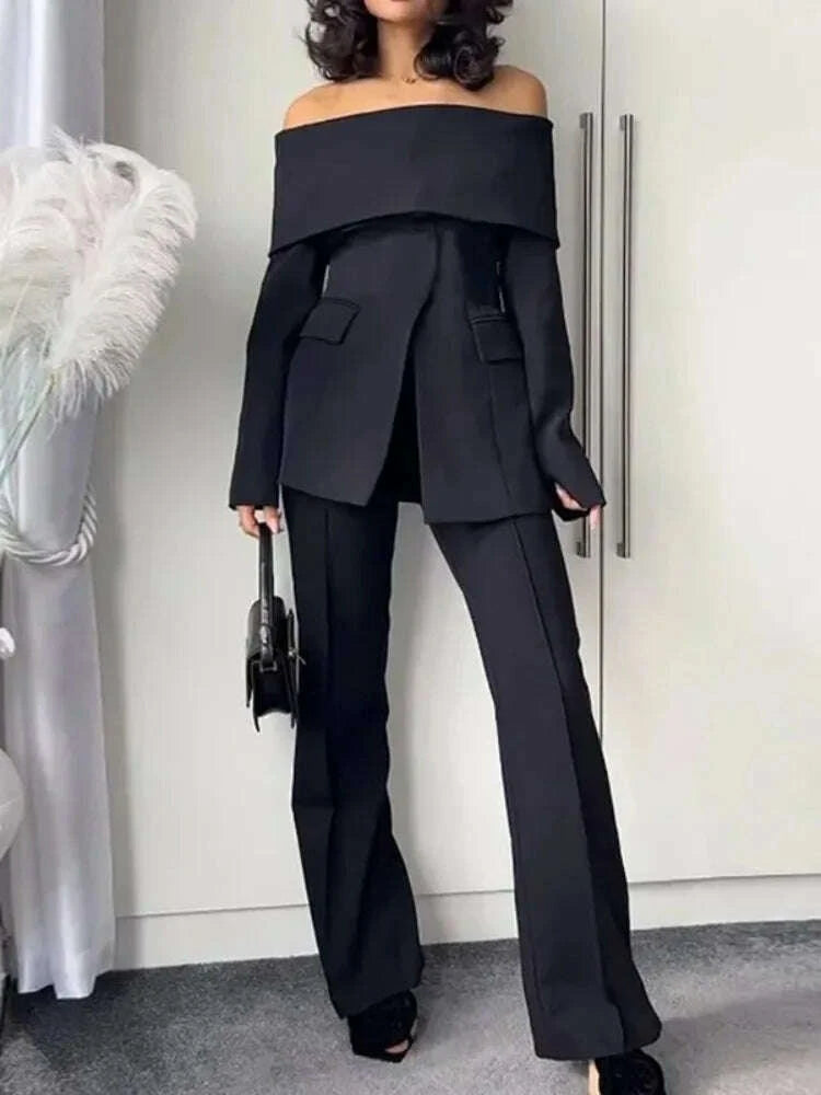 Off-The-Shoulder Coats & Jackets Zipper Front - Solid Color | KIMLUD