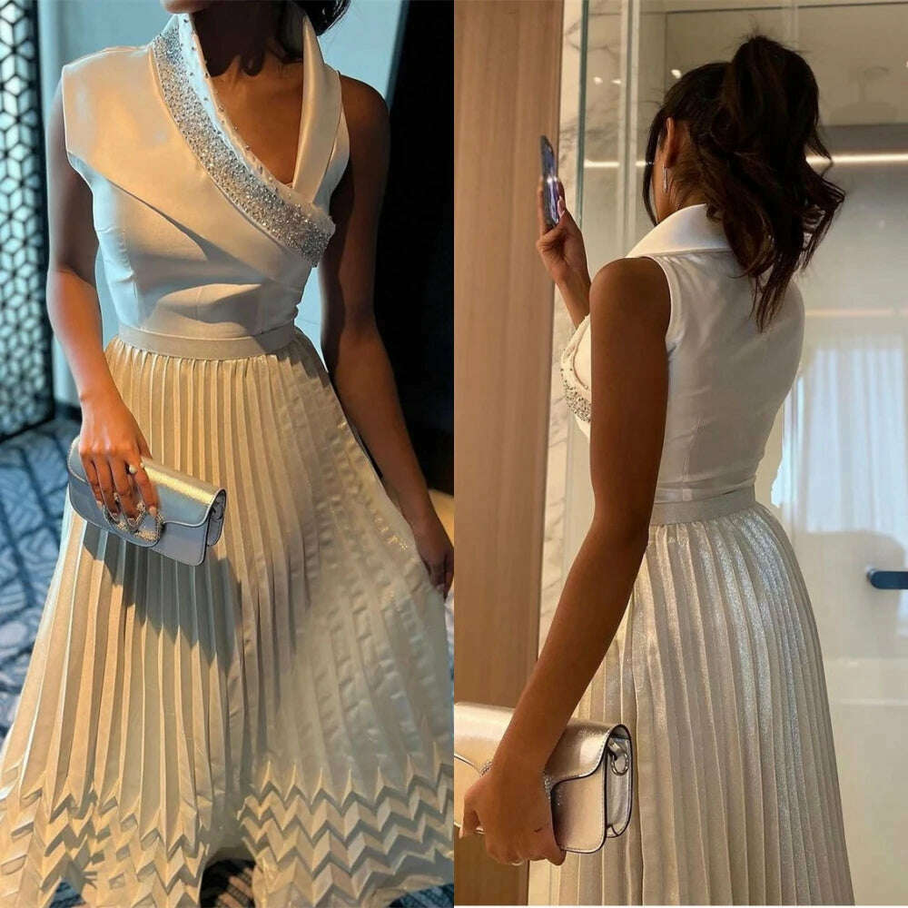KIMLUD, Oisslec Prom Dresses Simple High A-Line Formal Evening Fold Satin Occasion Gown sage green evening gown платье выпускной, KIMLUD Womens Clothes