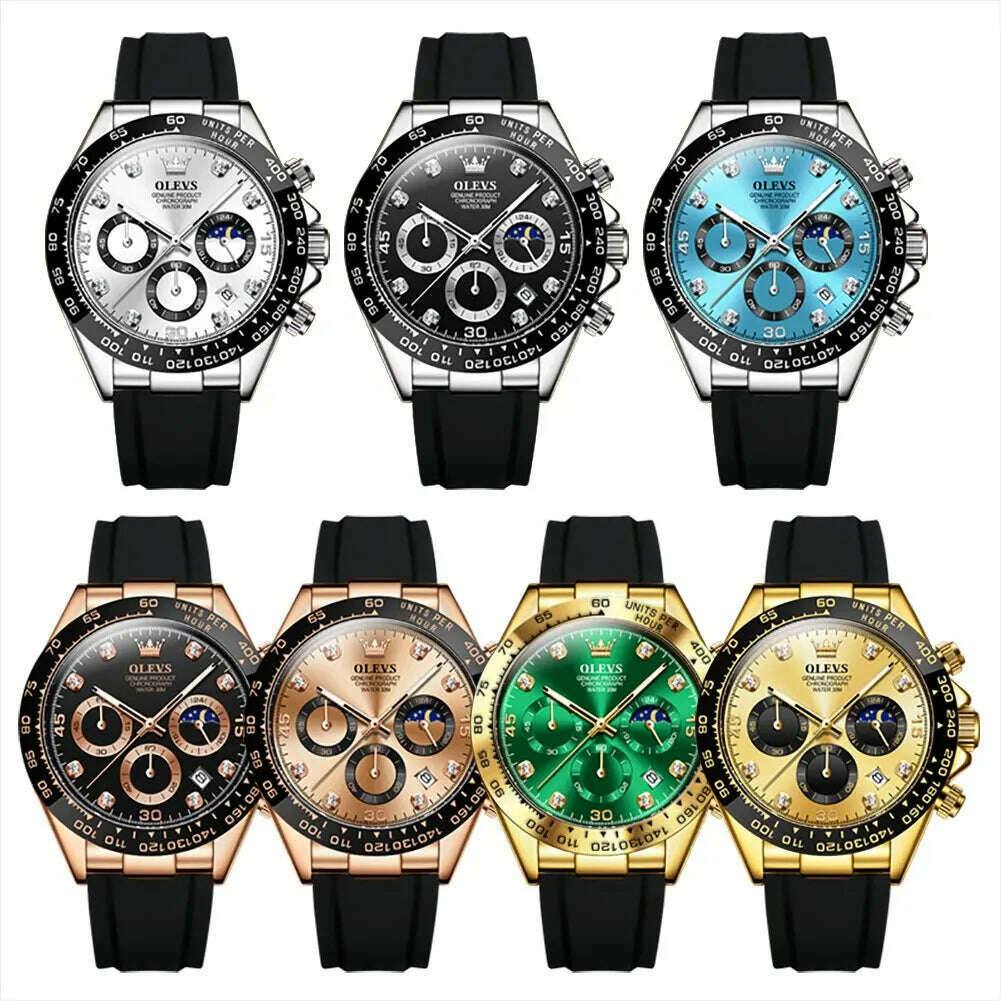 OLEVS Luxury Men Watch Quartz Man Watches Waterproof Luminous Top Brand Watch for Men Date Chronograph Sport Wristwatch - KIMLUD