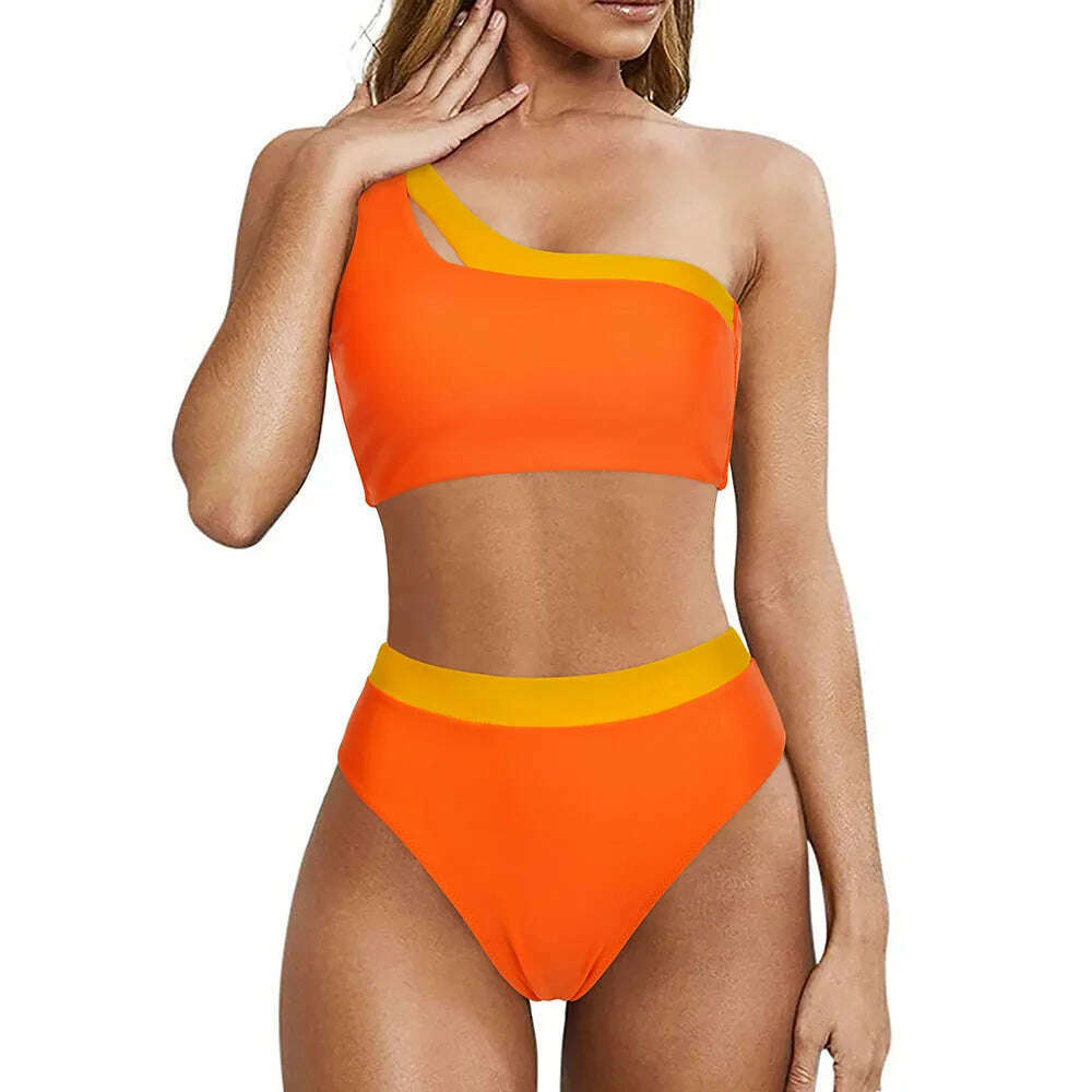 KIMLUD, One Shoulder Bikini Women Swimsuit Push Up Swimwear Female Solid Bathing Suits Summer Beachwear Micro Bikini Set Woman 2023, B5100-3 / S, KIMLUD APPAREL - Womens Clothes