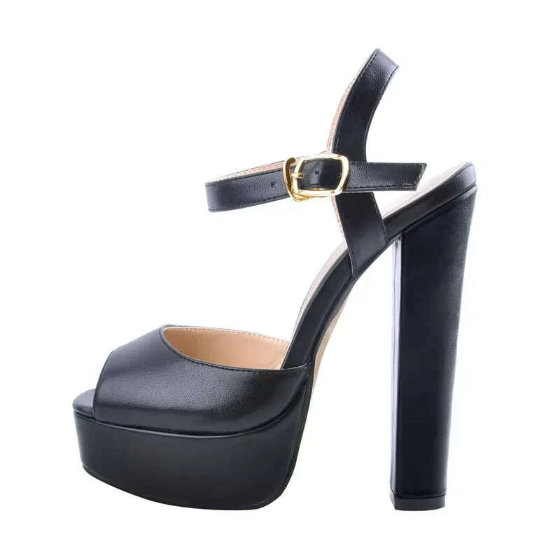 Onlymaker Women Sandals Ankle Strap Peep Toe Platform Black  Chuncky High Heels Squre Toe Party Dress Casual Sandals