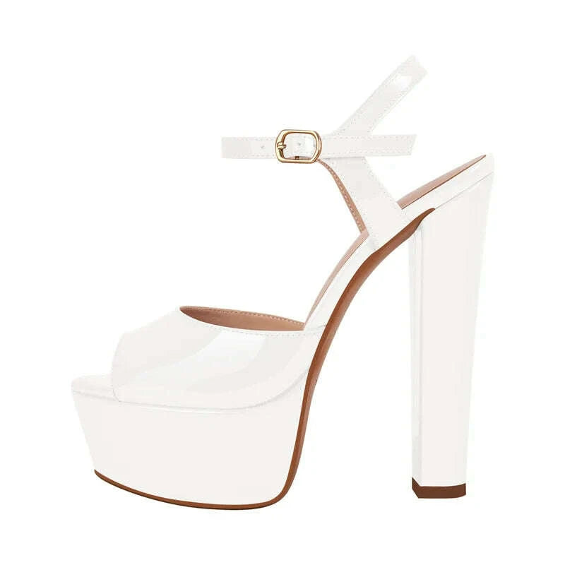 Onlymaker Women Sandals Ankle Strap Peep Toe Platform Black  Chuncky High Heels Squre Toe Party Dress Casual Sandals