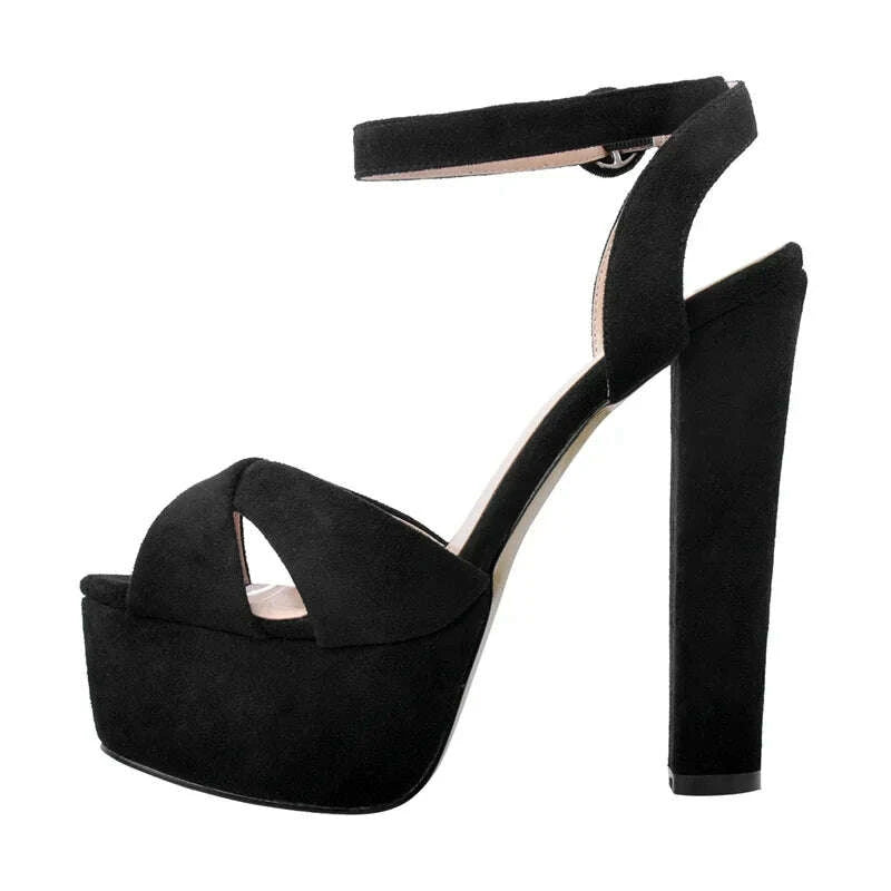 Onlymaker Women Sandals Ankle Strap Peep Toe Platform Black  Chuncky High Heels Squre Toe Party Dress Casual Sandals