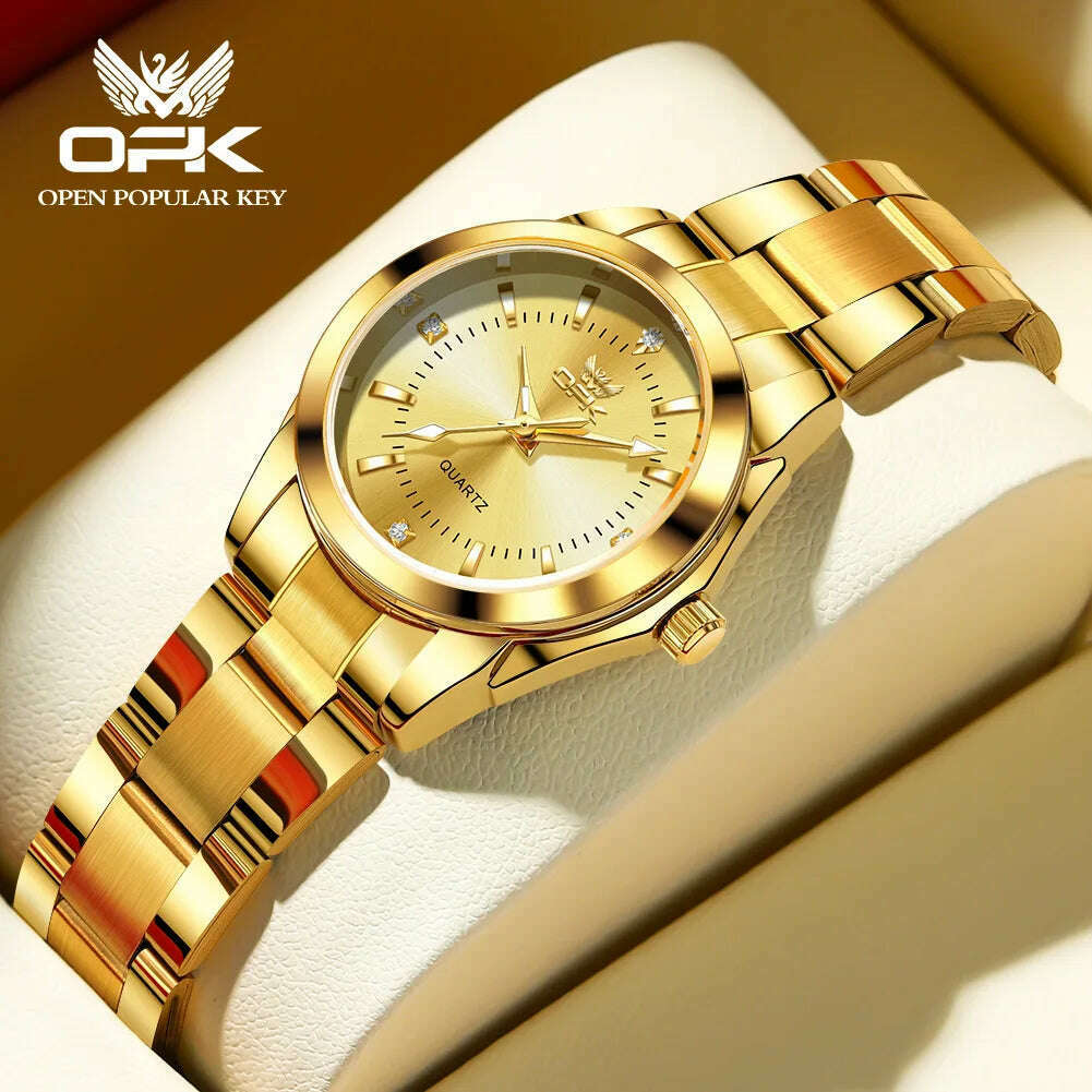 KIMLUD, OPK fashion simple steel band quartz women's watch часы женские наручные diamond waterproof luminous quartz watch for women, KIMLUD Womens Clothes