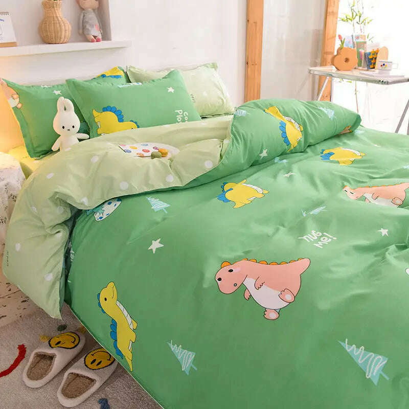 Orange Bedding Set Girls Boys Bed Linen Sheet Plaid Duvet Cover No Filling 240x220 Single Double Queen King Bedclothes - KIMLUD
