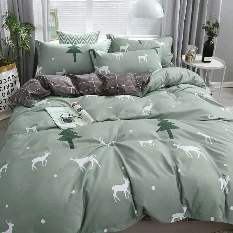 Orange Bedding Set Girls Boys Bed Linen Sheet Plaid Duvet Cover No Filling 240x220 Single Double Queen King Bedclothes - KIMLUD