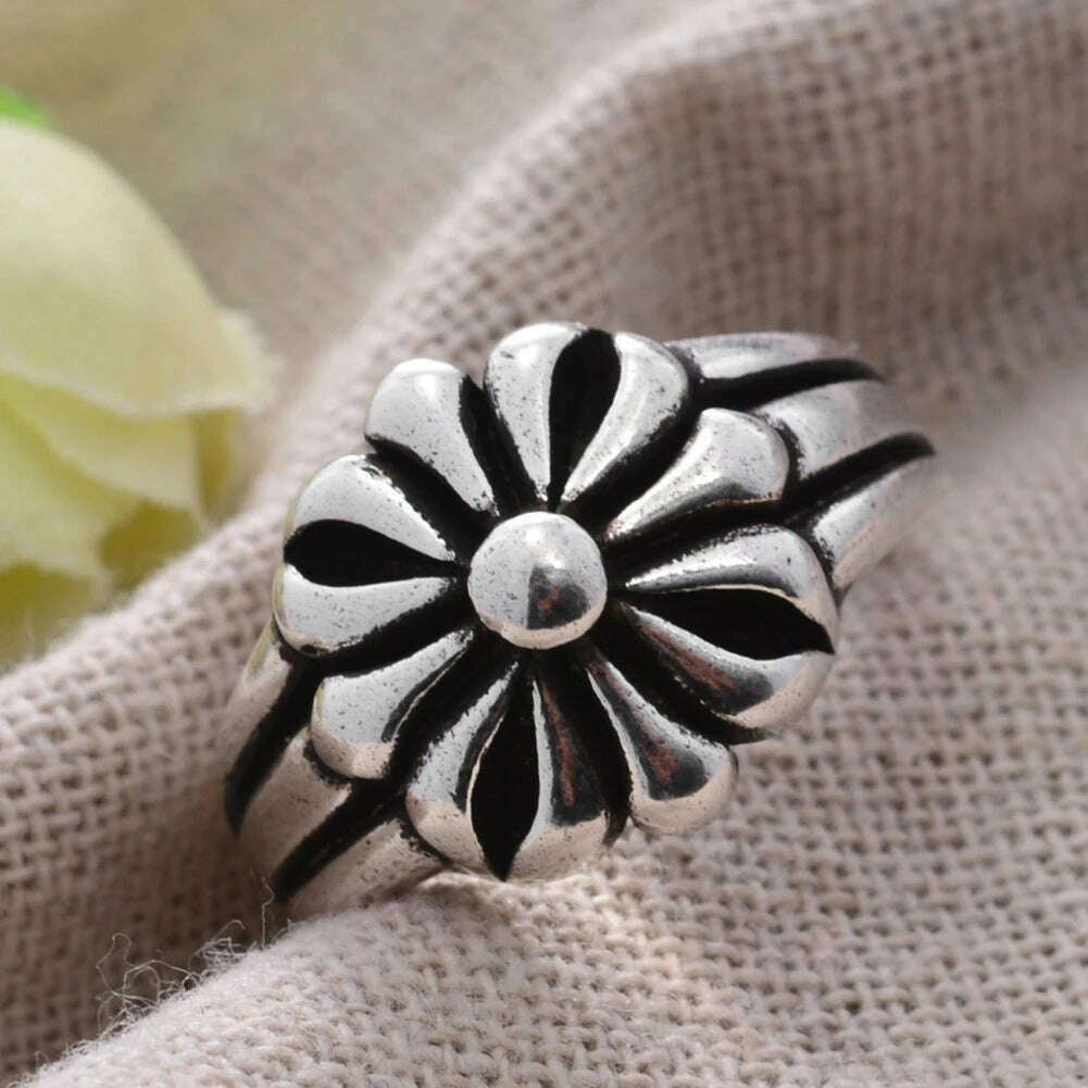 KIMLUD, Original Jewelry Elegant Sunflower Thai Silver Ladies Open Ring Women Birthday Gift Cheap Hot Sell No Fade, KIMLUD Womens Clothes