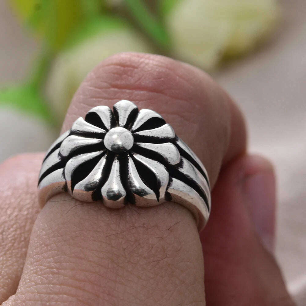 KIMLUD, Original Jewelry Elegant Sunflower Thai Silver Ladies Open Ring Women Birthday Gift Cheap Hot Sell No Fade, KIMLUD Womens Clothes