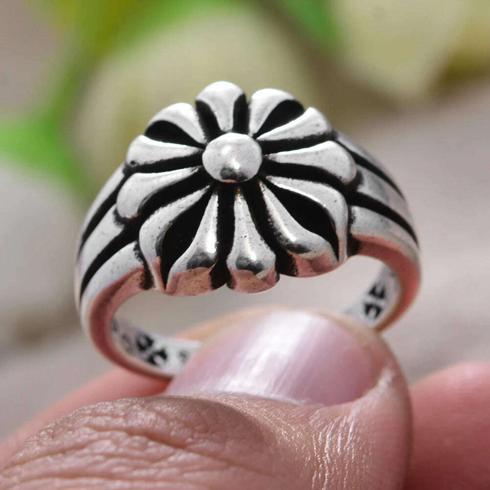 KIMLUD, Original Jewelry Elegant Sunflower Thai Silver Ladies Open Ring Women Birthday Gift Cheap Hot Sell No Fade, J1534 / resizable, KIMLUD Womens Clothes