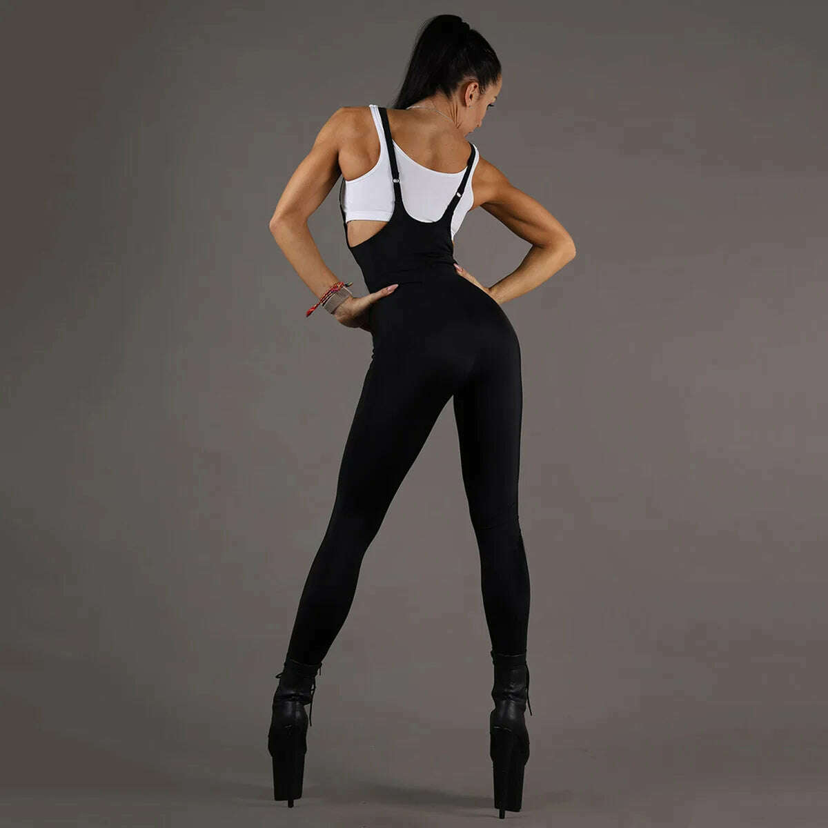 Oshoplive Solid Color Wrap Spaghetti-Neck Backless Jump Suits for Women Going Out Backless Fitness Sexy Sports Ladies Jumpsuits - KIMLUD