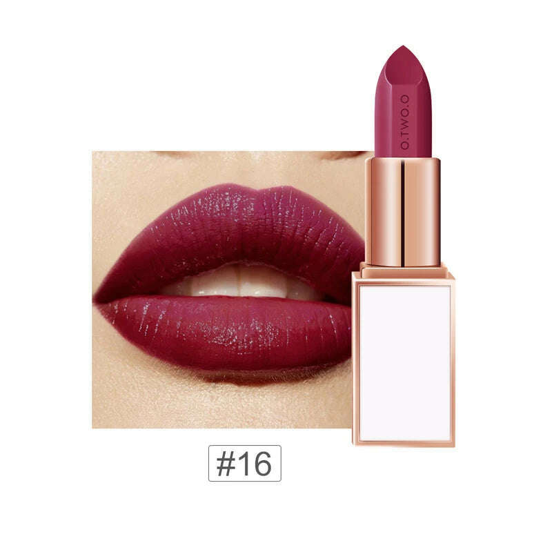 KIMLUD, O.TWO.O shimmer glitter lipstick cream 20 colors velvet matte lipstick pen waterproof long lasting sexy red lip stick OT044, 16, KIMLUD Womens Clothes