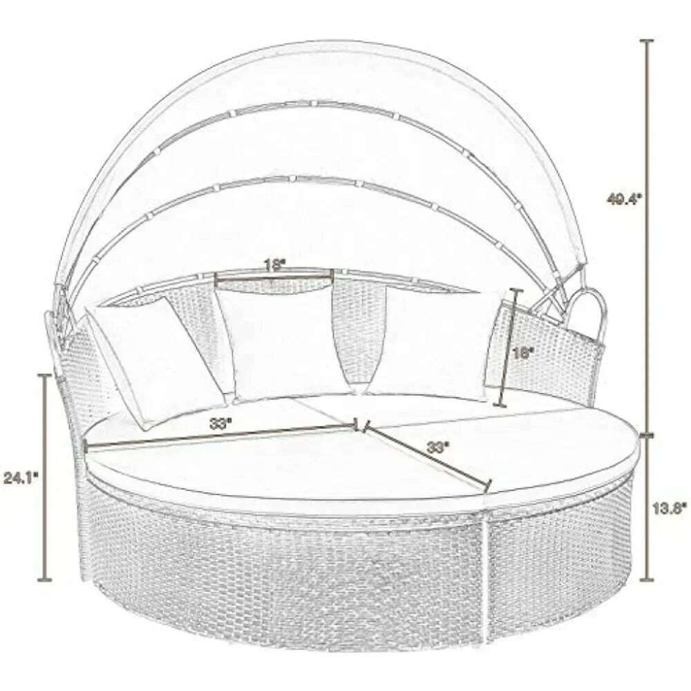 KIMLUD, Outdoor Round Garden Sofas Canopy Wicker Rattan Separated Seating Sectional Sofa for Patio Lawn Garden Sofas, KIMLUD Womens Clothes