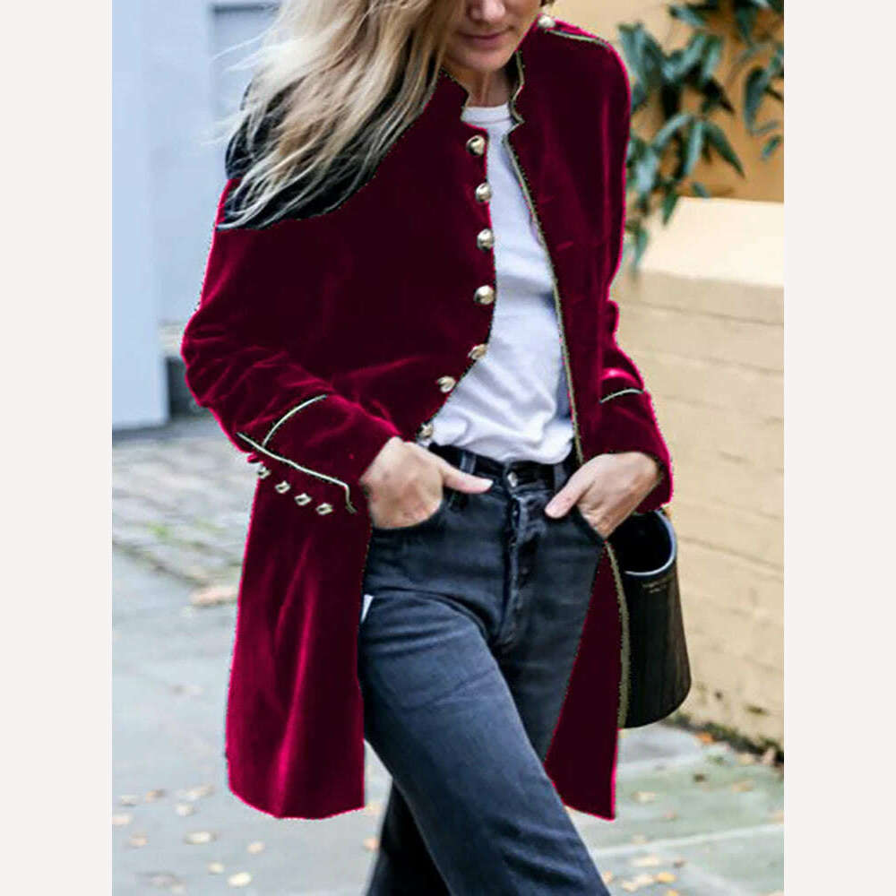 Outerwear For Women New Long Sleeve Stand Collar Loungewear Jackets Solid Single Breasted Cardigan Coats Streetwear Dropshipping - KIMLUD