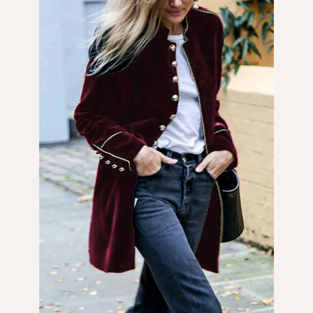 Outerwear For Women New Long Sleeve Stand Collar Loungewear Jackets Solid Single Breasted Cardigan Coats Streetwear Dropshipping - KIMLUD