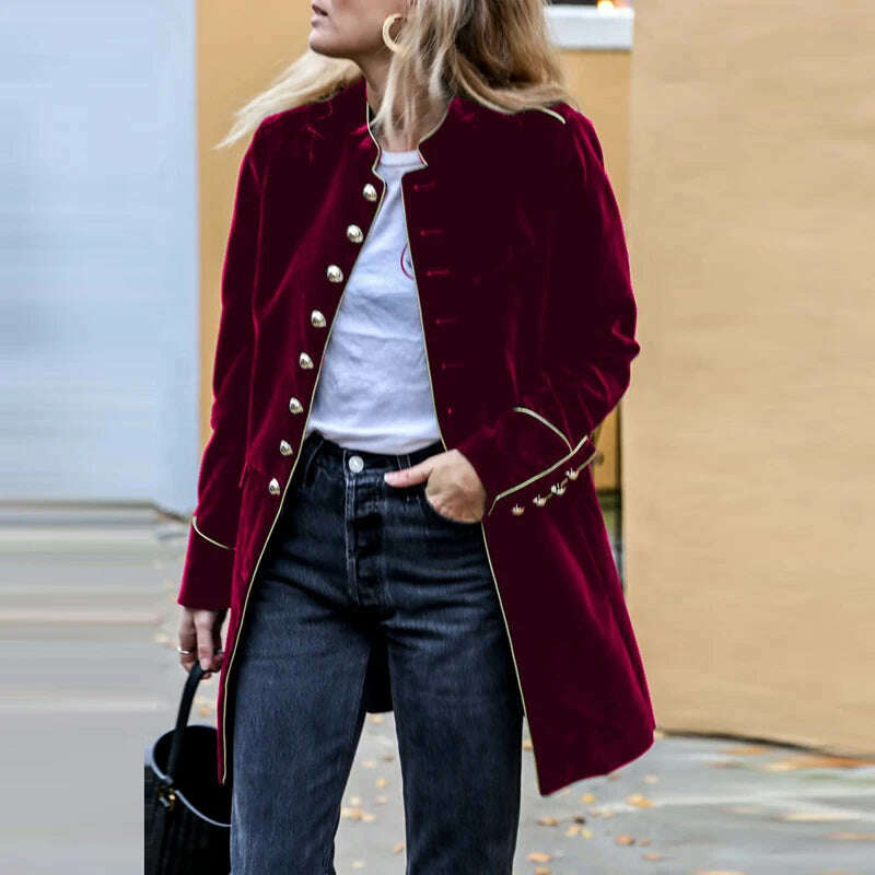 Outerwear For Women New Long Sleeve Stand Collar Loungewear Jackets Solid Single Breasted Cardigan Coats Streetwear Dropshipping - KIMLUD