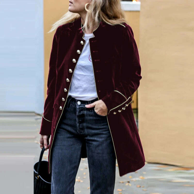 Outerwear For Women New Long Sleeve Stand Collar Loungewear Jackets Solid Single Breasted Cardigan Coats Streetwear Dropshipping - KIMLUD