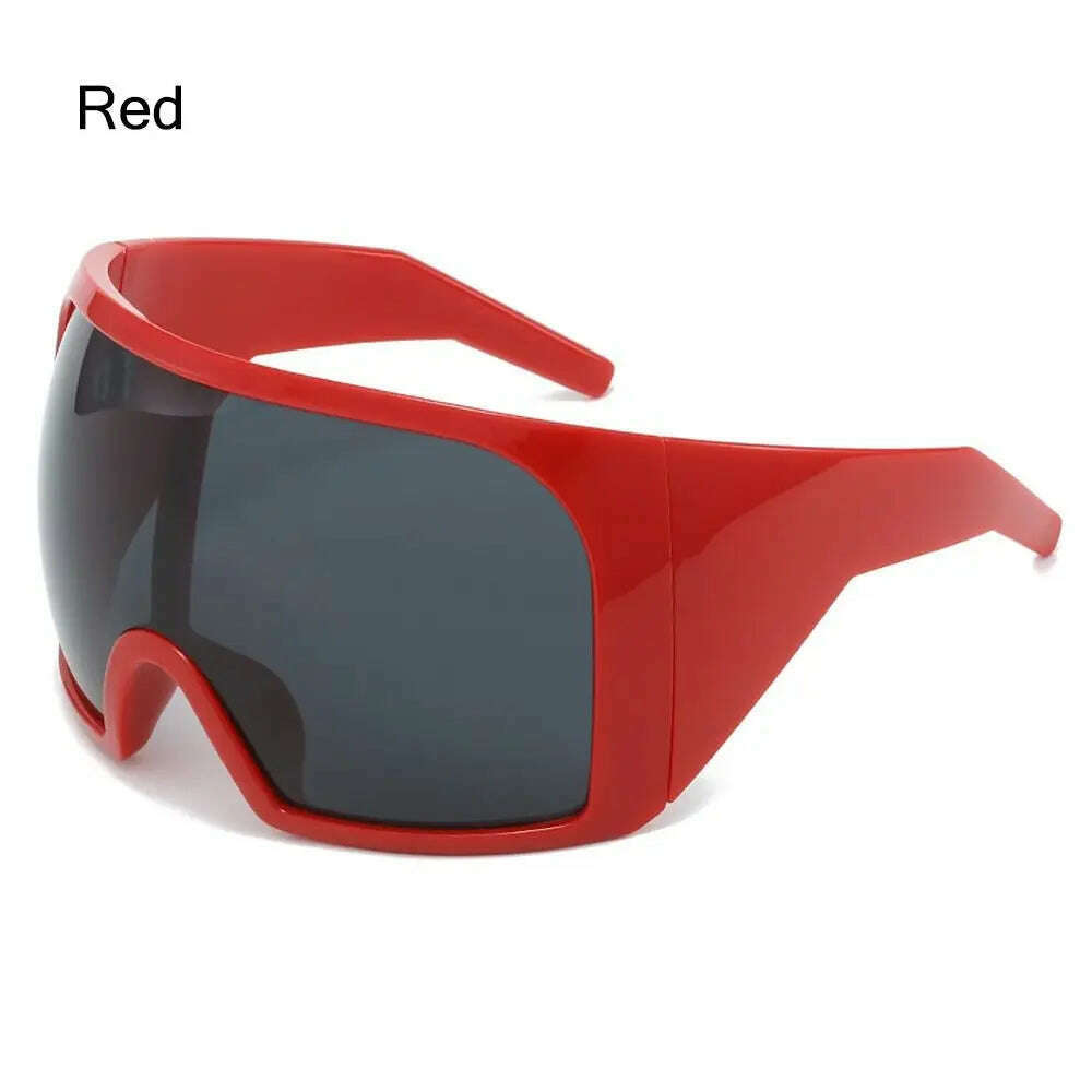 Oversize Fashion Y2k Wrap Around Sunglasses For Men Women Big Frame Black Shades Luxury Brand Design Punk Sun Glasses One Piece - KIMLUD