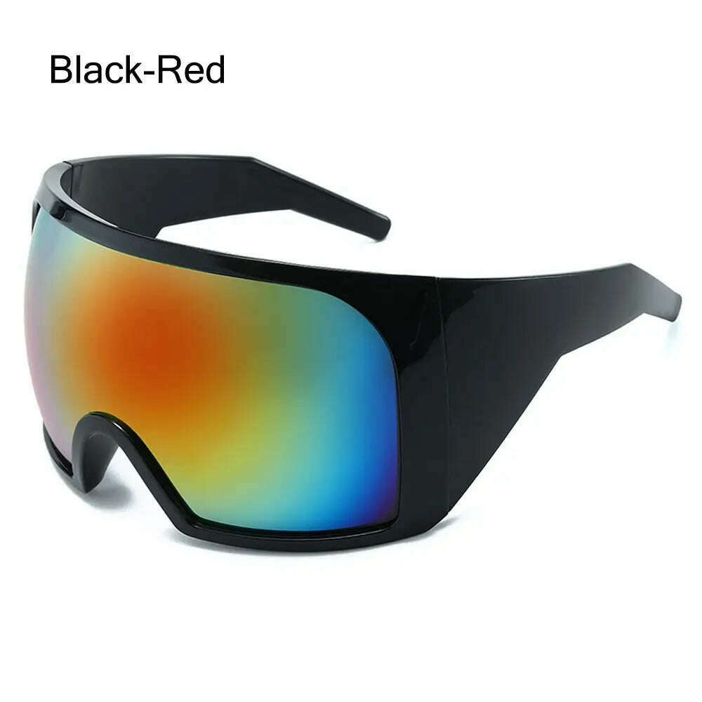 Oversize Fashion Y2k Wrap Around Sunglasses For Men Women Big Frame Black Shades Luxury Brand Design Punk Sun Glasses One Piece - KIMLUD