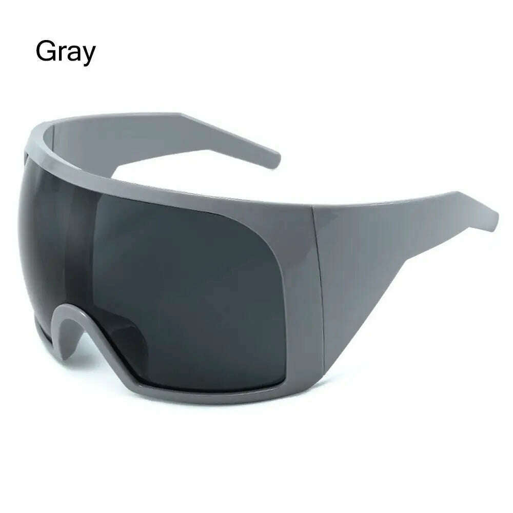 Oversize Fashion Y2k Wrap Around Sunglasses For Men Women Big Frame Black Shades Luxury Brand Design Punk Sun Glasses One Piece - KIMLUD