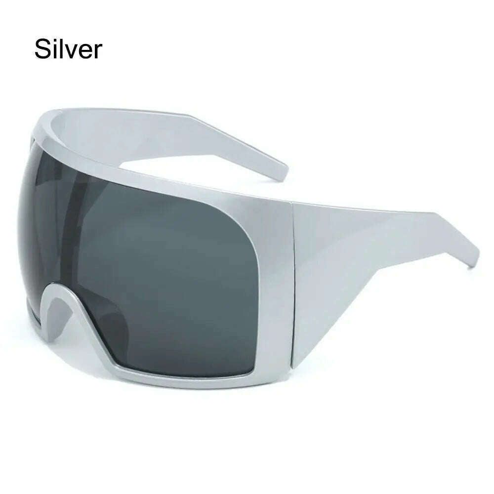 Oversize Fashion Y2k Wrap Around Sunglasses For Men Women Big Frame Black Shades Luxury Brand Design Punk Sun Glasses One Piece - KIMLUD