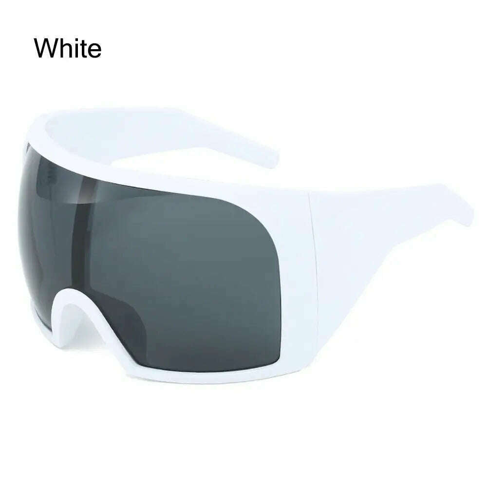 Oversize Fashion Y2k Wrap Around Sunglasses For Men Women Big Frame Black Shades Luxury Brand Design Punk Sun Glasses One Piece - KIMLUD