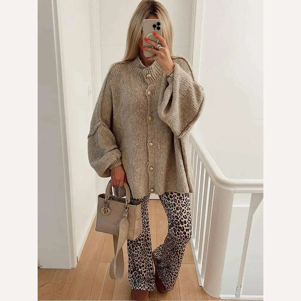 Oversized Casual Cardigan Women Sweater Single Breasted O-neck Fashion 2024 Spring Office Female Sweaters All-match Top Coat, KIMLUD Women's Clothes