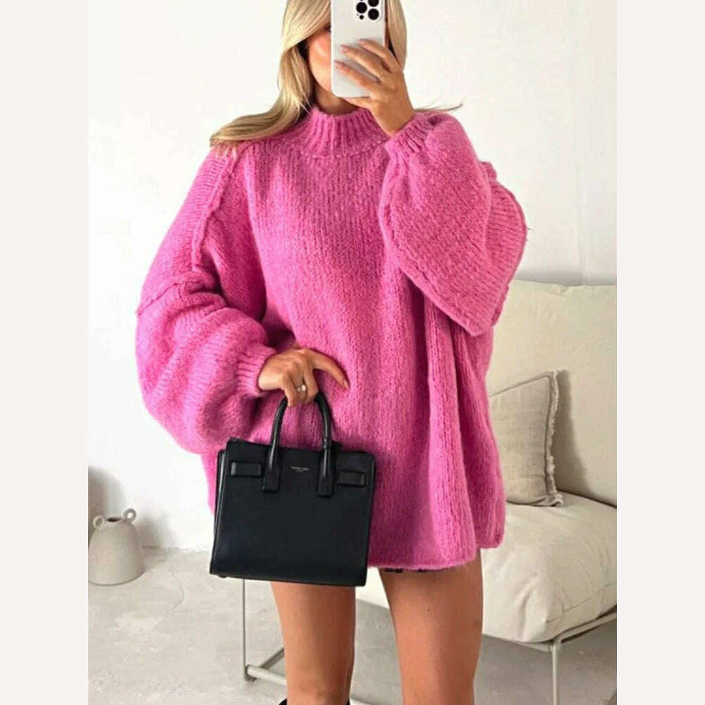 Oversized Casual Cardigan Women Sweater Single Breasted O-neck Fashion 2024 Spring Office Female Sweaters All-match Top Coat, B pink / S, KIMLUD Women's Clothes